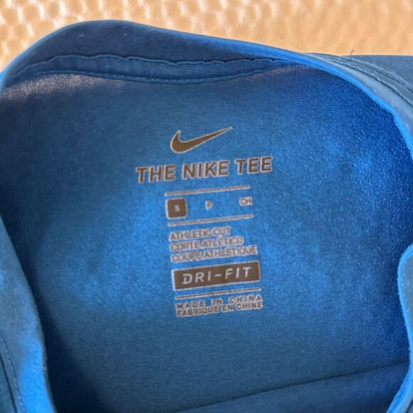 Nike Men's Athletic Cut Dri Fit Shirt Short Sleeves Tshirt Blue Tee Size S - Picture 5 of 9